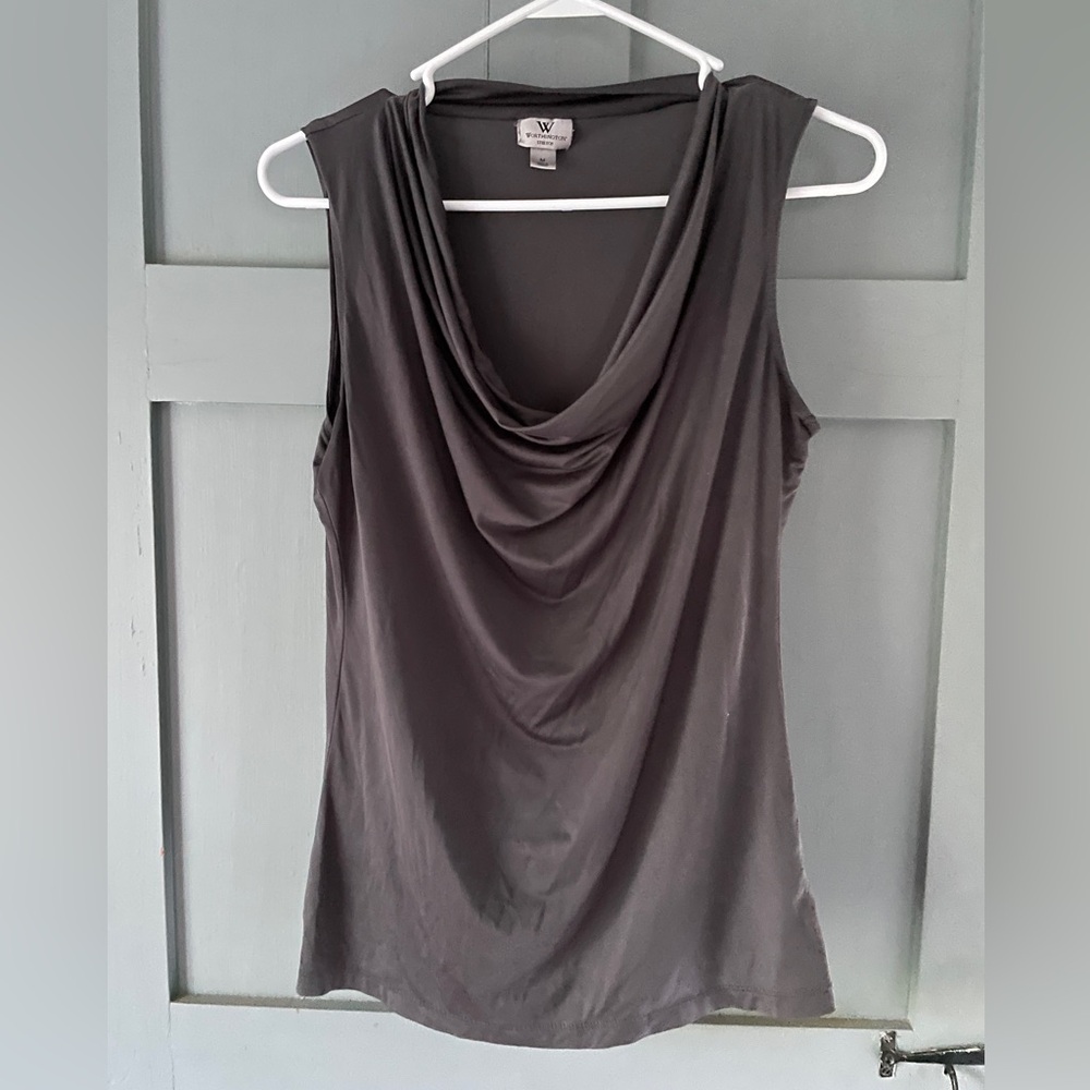 Worthington Charcoal Gray Sleeveless Blouse Top